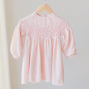 CHLOE Toddler Girl Pink Long Sleeve Embroidered Dress